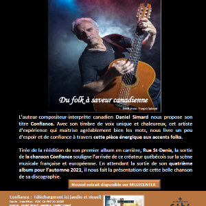 MUSIQUE Nouveauté en provenance du Québec : Daniel Simard et son titre "Confiance"